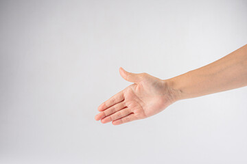 Close up Hand and arm on white background.