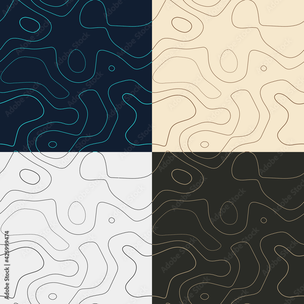 Poster topography patterns. seamless elevation map tiles. authentic isoline background. powerful tileable p