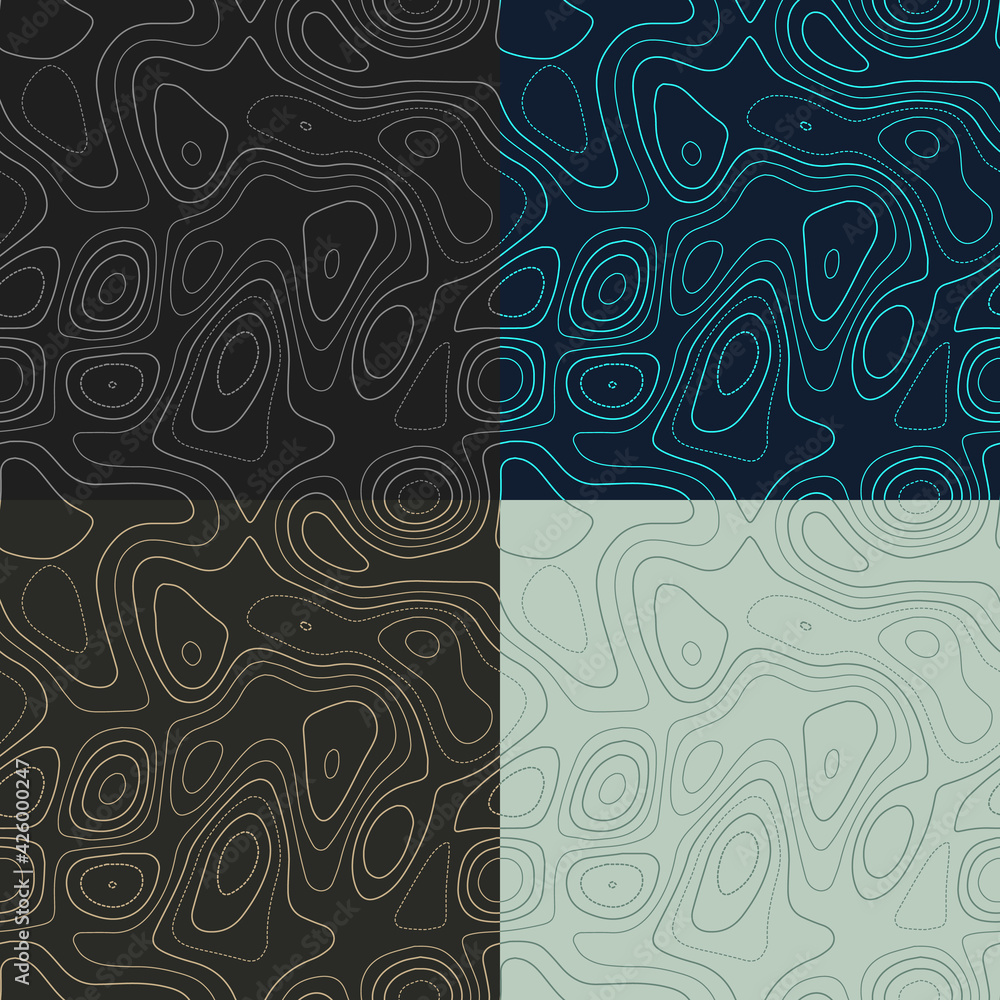 Poster topography patterns. seamless elevation map tiles. attractive isoline background. captivating tileab