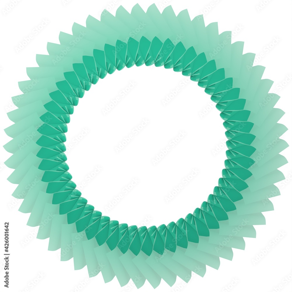 Poster green glossy pattern in the form of a circle on a white background. 3d rendering illustration. decor