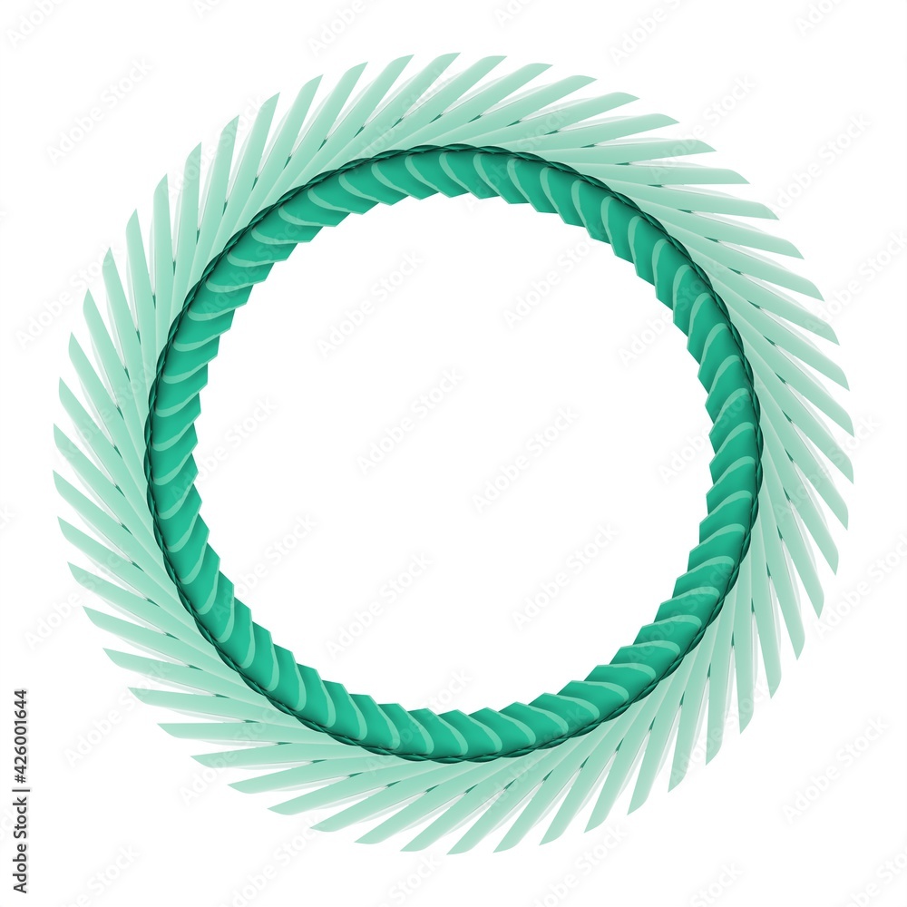 Poster green glossy pattern in the form of a circle on a white background. 3d rendering illustration. decor