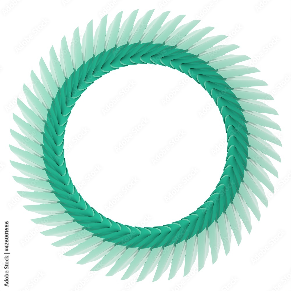 Poster green glossy pattern in the form of a circle on a white background. 3d rendering illustration. decor
