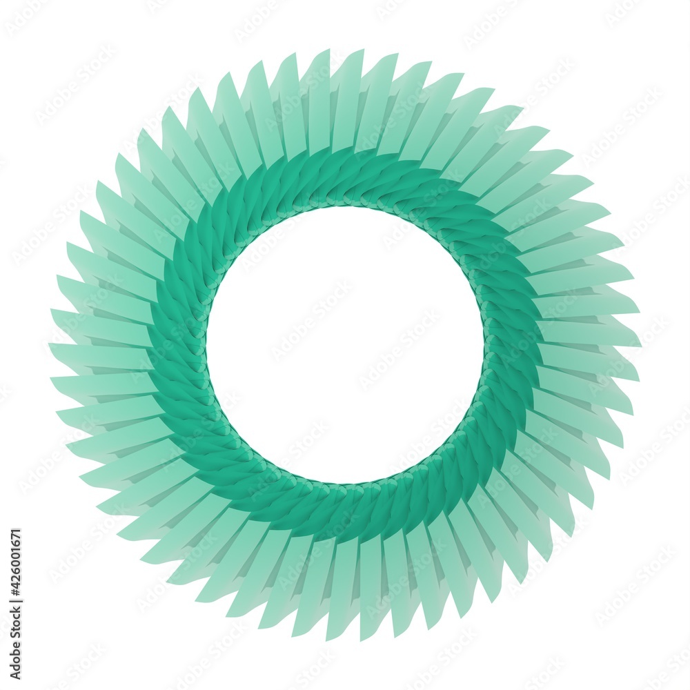 Aufkleber green glossy pattern in the form of a circle on a white background. 3d rendering illustration. decor