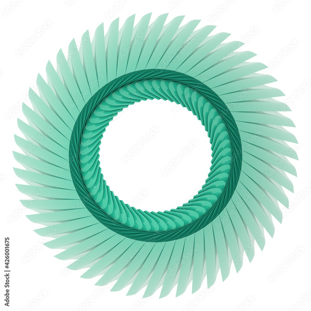 Poster green glossy pattern in the form of a circle on a white background. 3d rendering illustration. decor