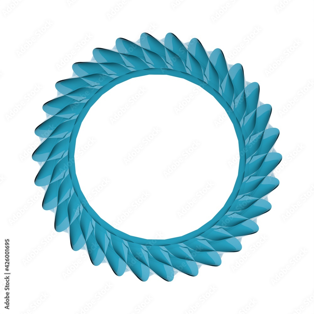 Aufkleber blue glossy pattern in the form of a circle on a white background. 3d rendering illustration. decor.