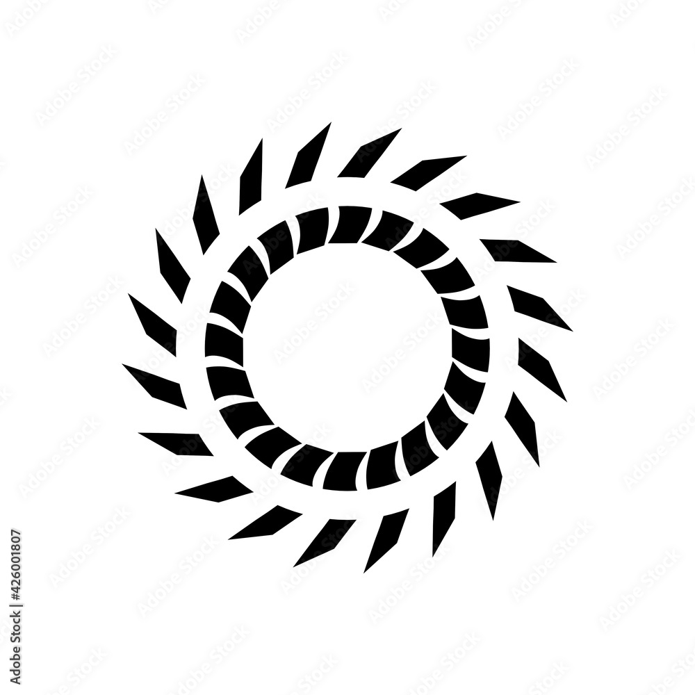 Aufkleber black monochrome pattern in the form of a circle on a white background. 3d rendering illustration. d