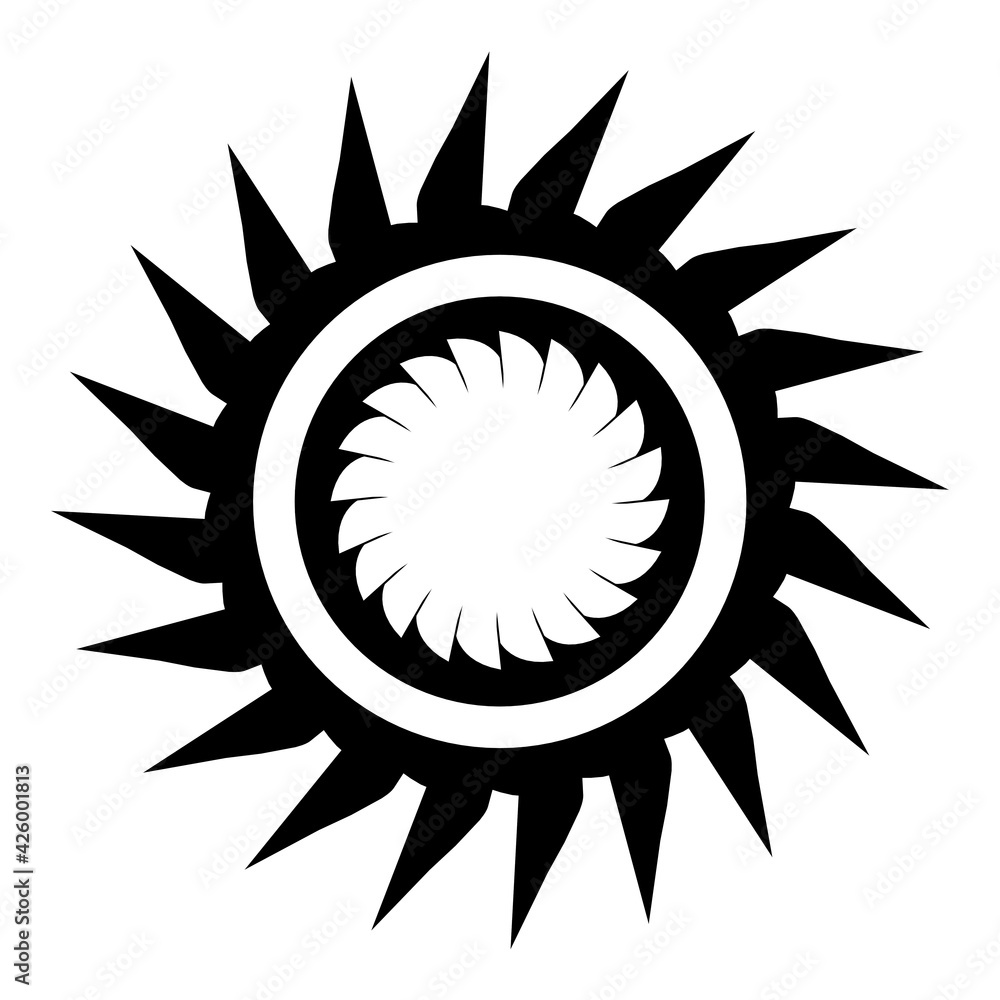 Poster black monochrome pattern in the form of a circle on a white background. 3d rendering illustration. d
