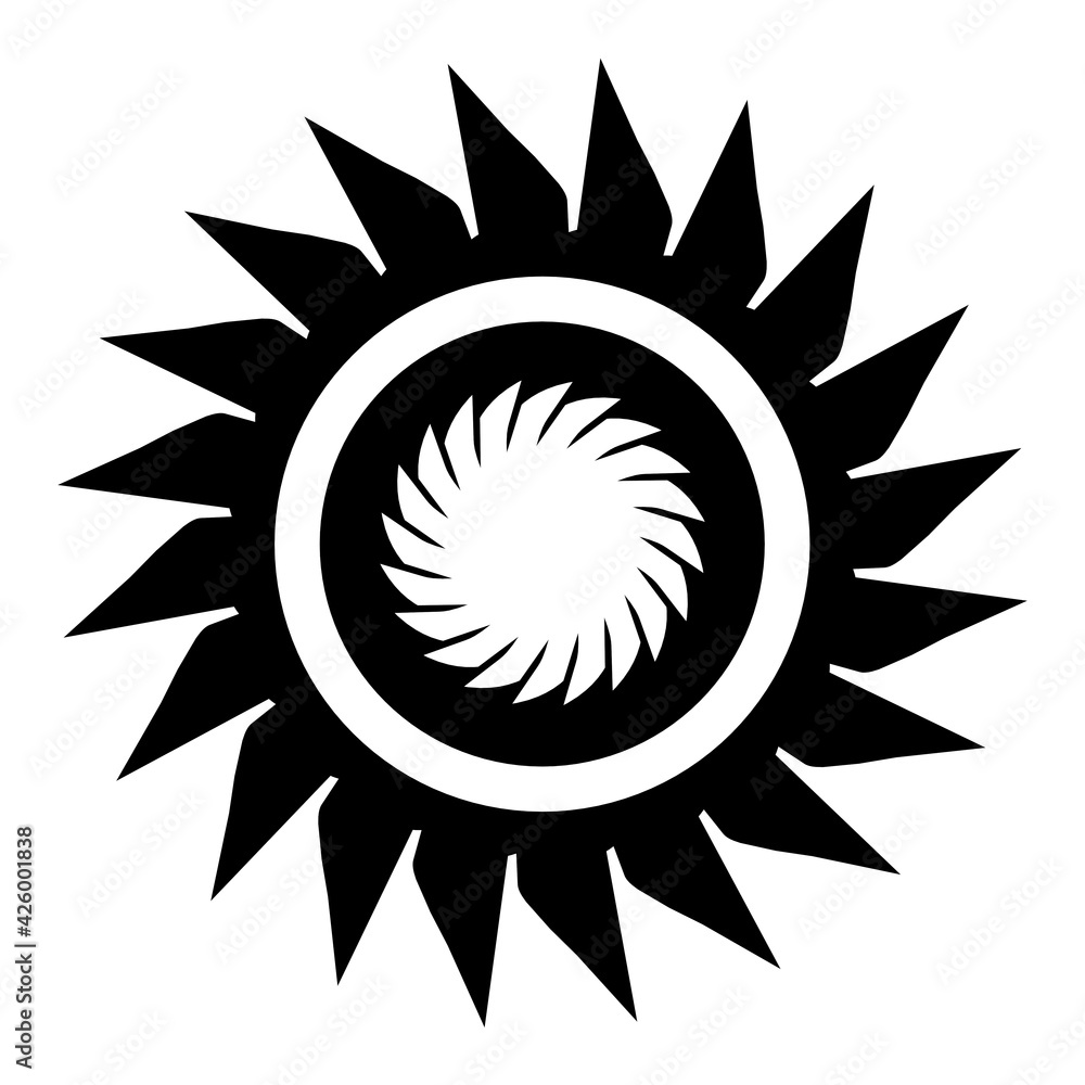 Poster black monochrome pattern in the form of a circle on a white background. 3d rendering illustration. d
