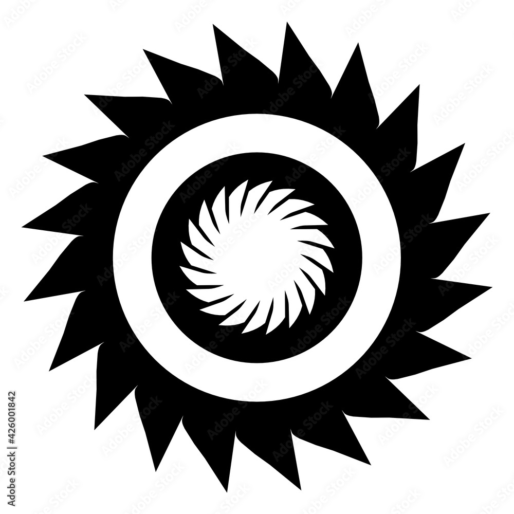 Poster black monochrome pattern in the form of a circle on a white background. 3d rendering illustration. d