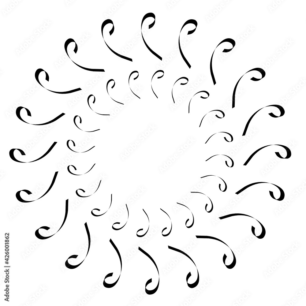 Poster black monochrome pattern in the form of a circle on a white background. 3d rendering illustration. d