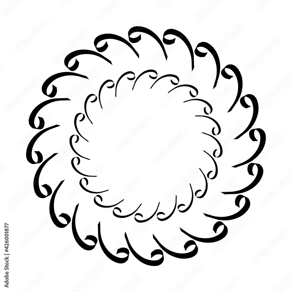 Poster black monochrome pattern in the form of a circle on a white background. 3d rendering illustration. d