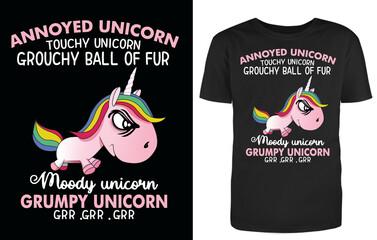 Annoyed Unicorn Touchy Unicorn shirt - obrazy, fototapety, plakaty