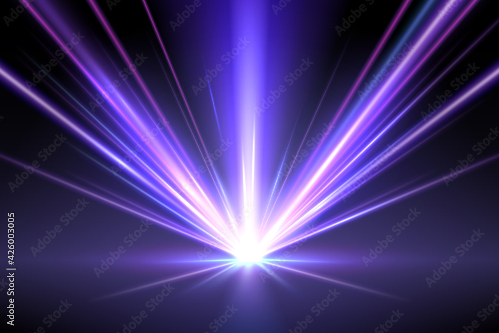 Wall mural abstract neon light rays background