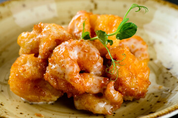 fried shrimps or sweet prawns