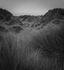 black and white dunes by the coast