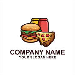 pizza burger drink logo vector