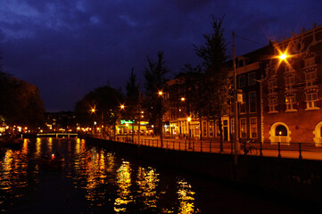 オランダ　アムステルダムの夜景