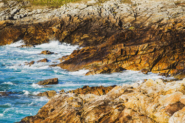 Beautiful sea landscape, rocky ocean coast in France.