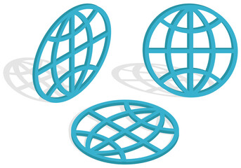 3D globe icon .Isometric vector illustration.The globe symbol in different angles.For different types of design.