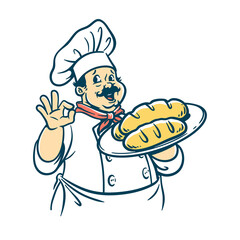 Fat Bakery Chef Cartoon Vector