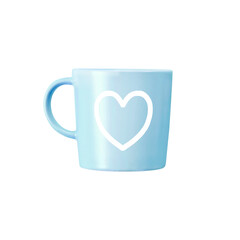 Blue mug with heart print on it isolated on white background with clipping path