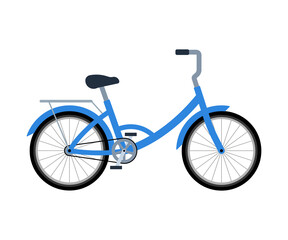 Bicycle with luggage rack. Transport for delivery. Eco-friendly bike. Vector illustration in flat style on white isolated background.
