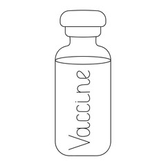 Vaccine vial. A glass container with a medicine is closed with a stopper. Sketch. Vector illustration. Coronavirus vaccine in a vial. A tube with a liquid preparation to provide the body with immunity