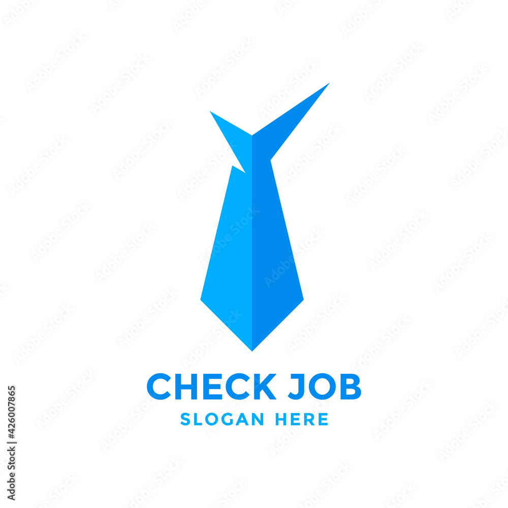 Wall mural Check job logo design template. Vector illustration of check mark combined with necktie shape.