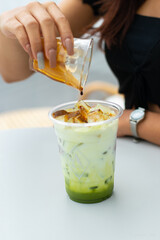 iced coffee matcha latte