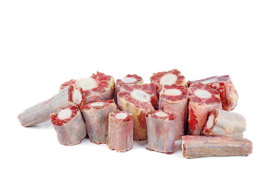 Cut raw oxtails isolated on a white background