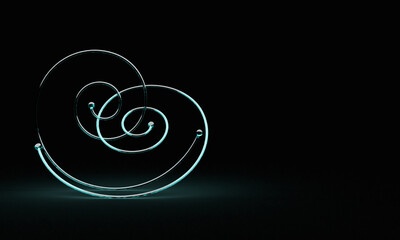 3D Glass spirals in with dark backgraund