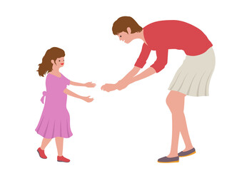 母親と娘のフラットなイラスト