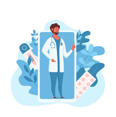 Online doctor medical consultation vector illustration. Cartoon flat design