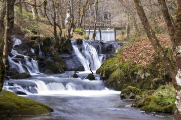 Cascada de un río en el interior de Galicia.