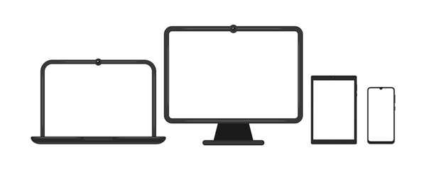 Device template icon vector illustration. Computer, laptop, tablet and phone sign