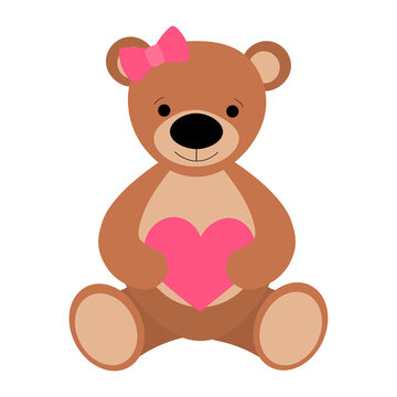 Cute bear with a heart in its paws vector illustration