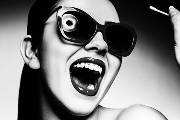 black and white woman in sunglasses