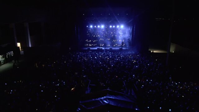 Aerial view rock concert. Good light during a concert