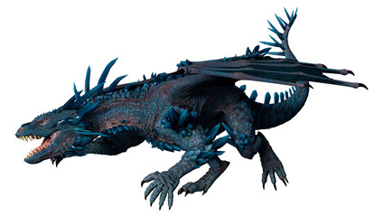 3D Rendering Fairy Tale Dragon on White