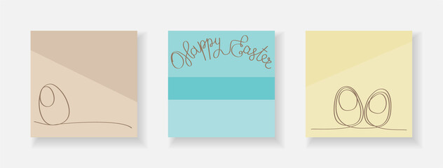 Happy Easter - set of covers for postcards. Modern trendy design of stylish flyer decoration.