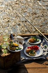 Fish patties fishing near the river. Daylight