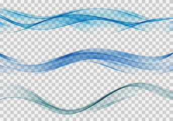 Abstract blue wave on a transparent background.Blue wave element