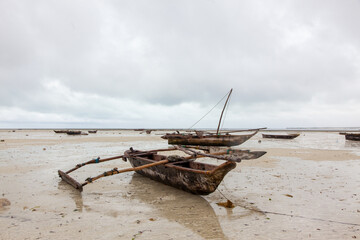 fishing boat on beach in Zanzibar 