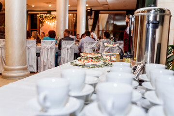 Wedding decor in a restaurant on the table