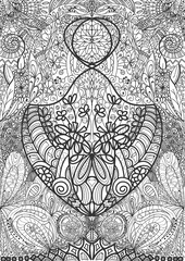 Abstract ornaments on white background, illustration. Coloring page