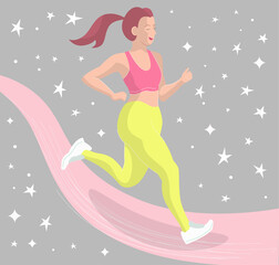Running dreaming girl in space