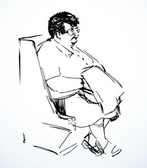 Old fat woman. Vector drawing