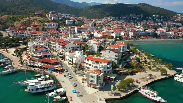 Aerial view of 'Datca' city and Aegean sea coast Mugla-TURKEY