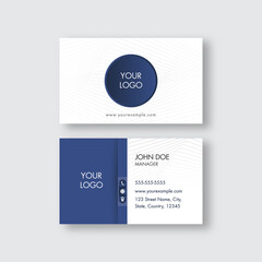 Blue And White Business Or Visiting Card With Double-Sides.