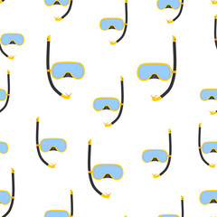seamless pattern with diving mask, vector illustration